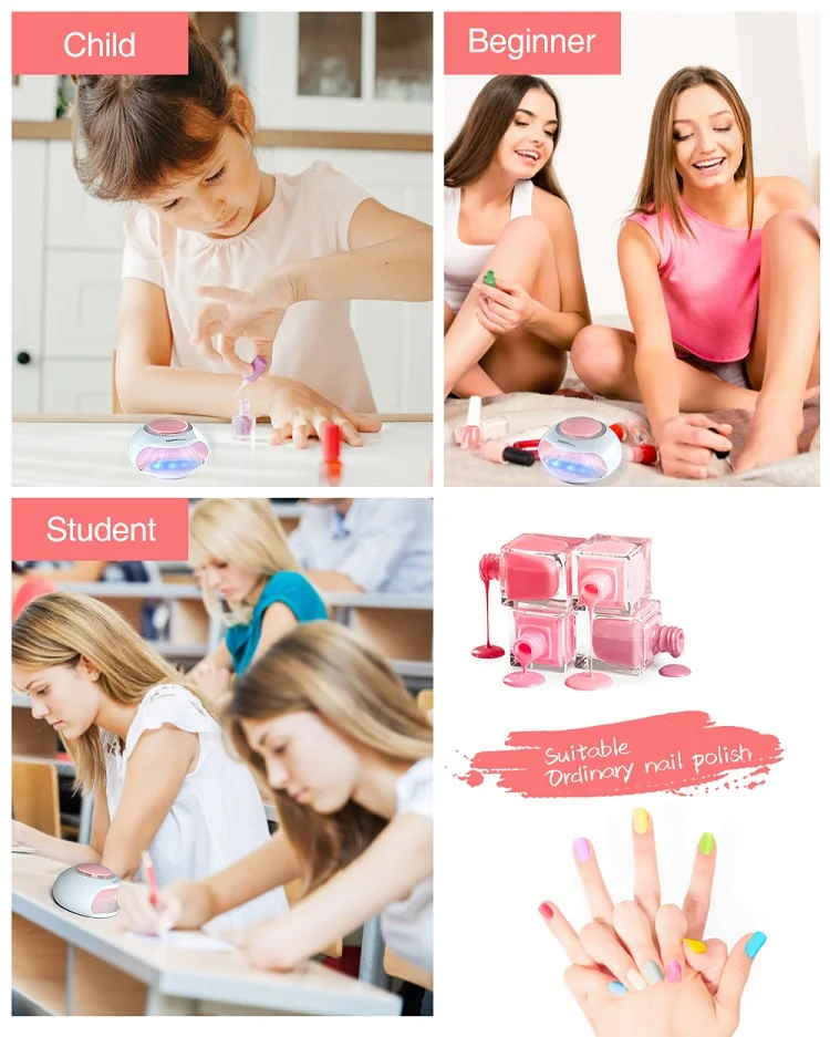 TOUCHBeauty Mini UV LED light Gel Nail Polish Dryer Air Drying Nail Lamp Battery Operated