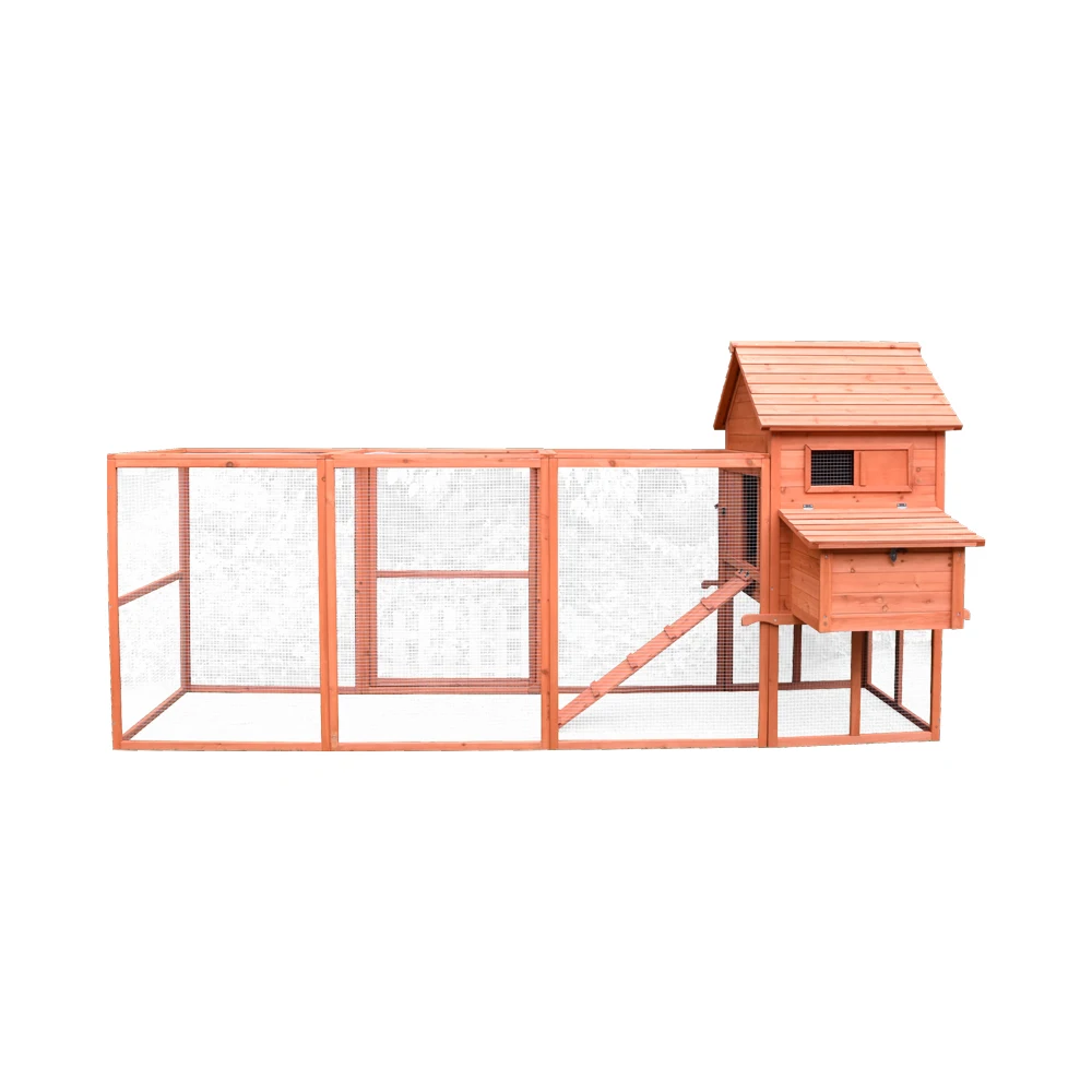 Large mobile wooden chicken coop with handle