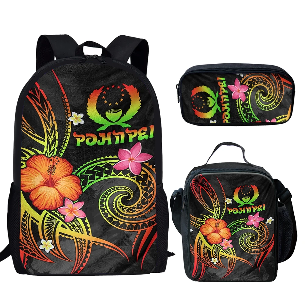 
Pohnpei Print Book bag For Teen Customize Name/Logo/Text Unique Large School Bag&Lunch Bag&Pencil Case 3PC Cheap Price Wholesale 