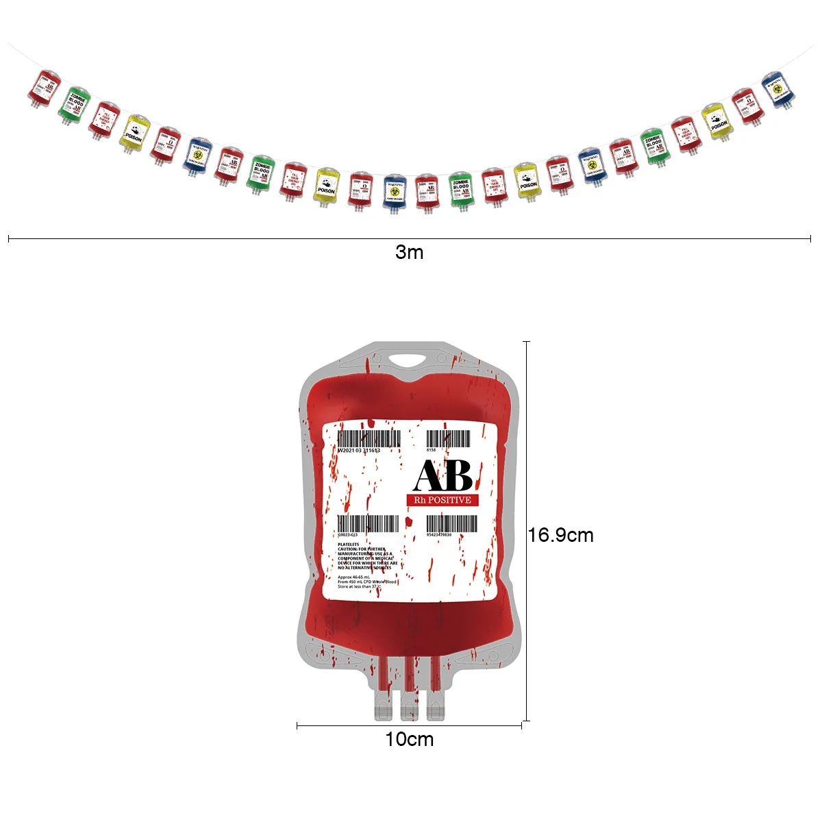 Halloween Decoration 12 pcs Halloween Blood Bag Drinks PVC Banner Vampire Zombie Theme Party Supplies