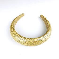 Повязка на голову женская, аксессуар для волос в кожаном стиле, повязка на голову золотого цвета