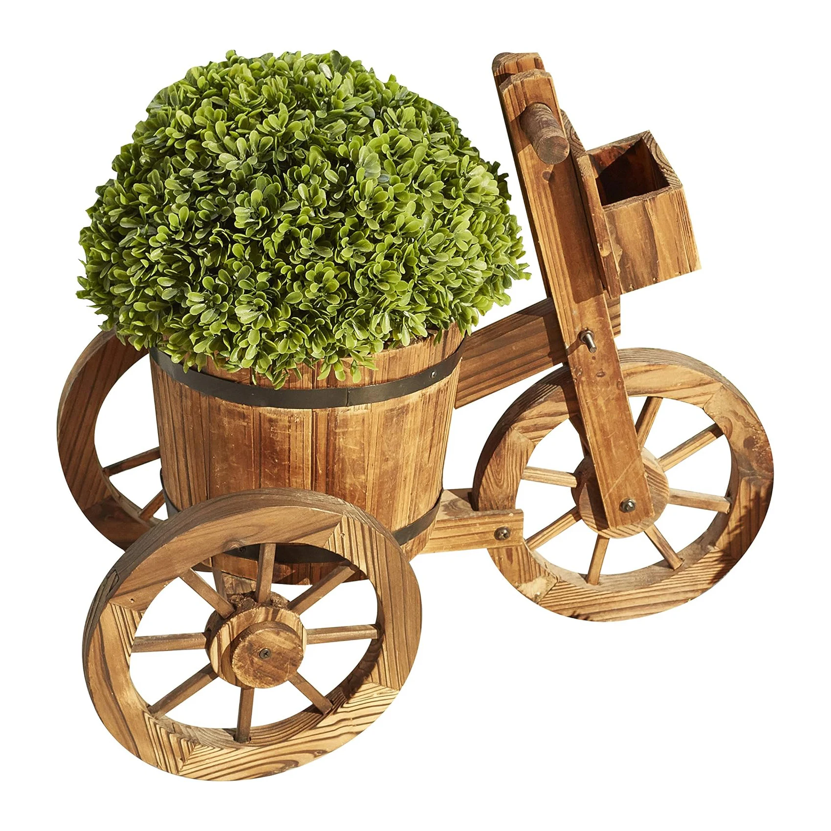 Natural Retro Wooden Cart Flowerpot Creative Plant Pot Stand garden Decoration Wheelbarrow Planter Garden Wood