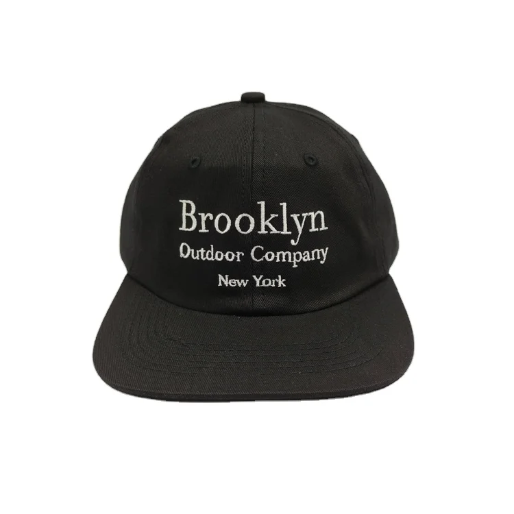 Custom 6 Panel Unstructured Snapback Caps Embroidered Logo Flat Brim Dad Hat