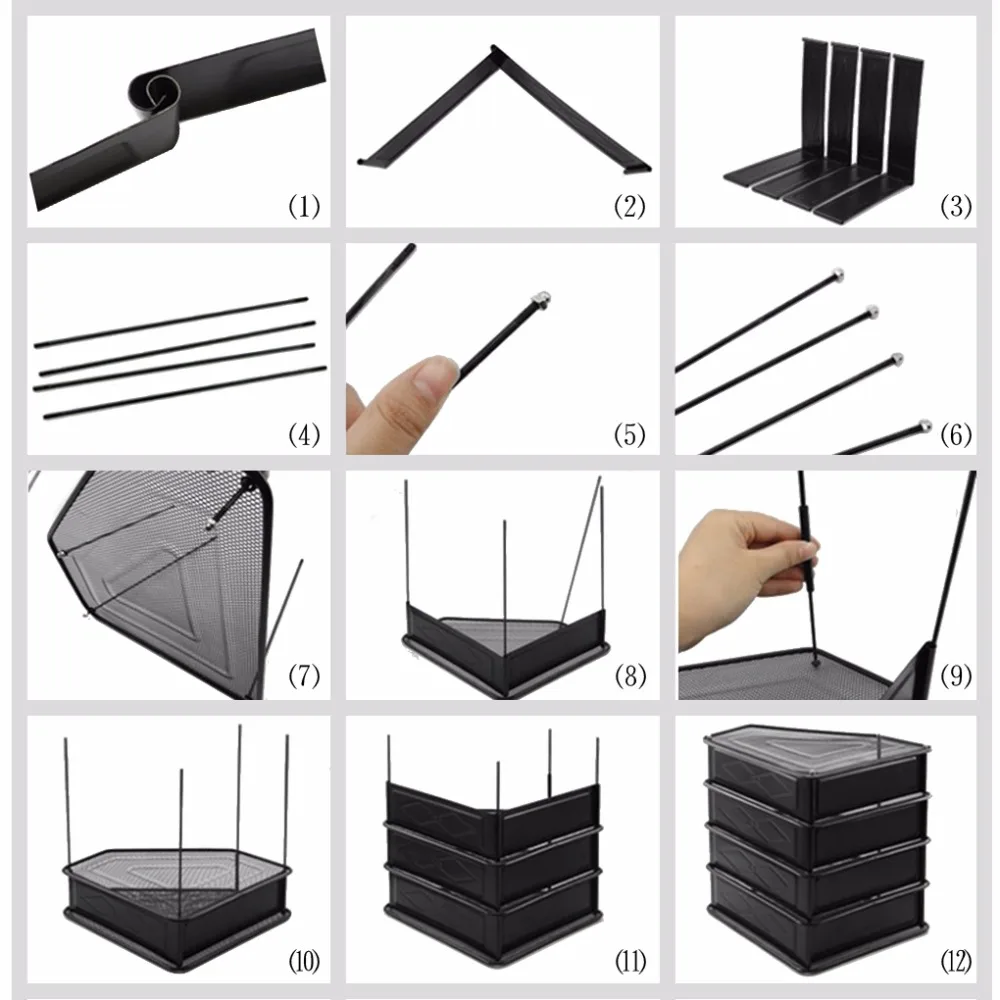 Metal Black Mesh Desk File Organizer  3-tier Magazine Holder Magazine File Holder Organizer