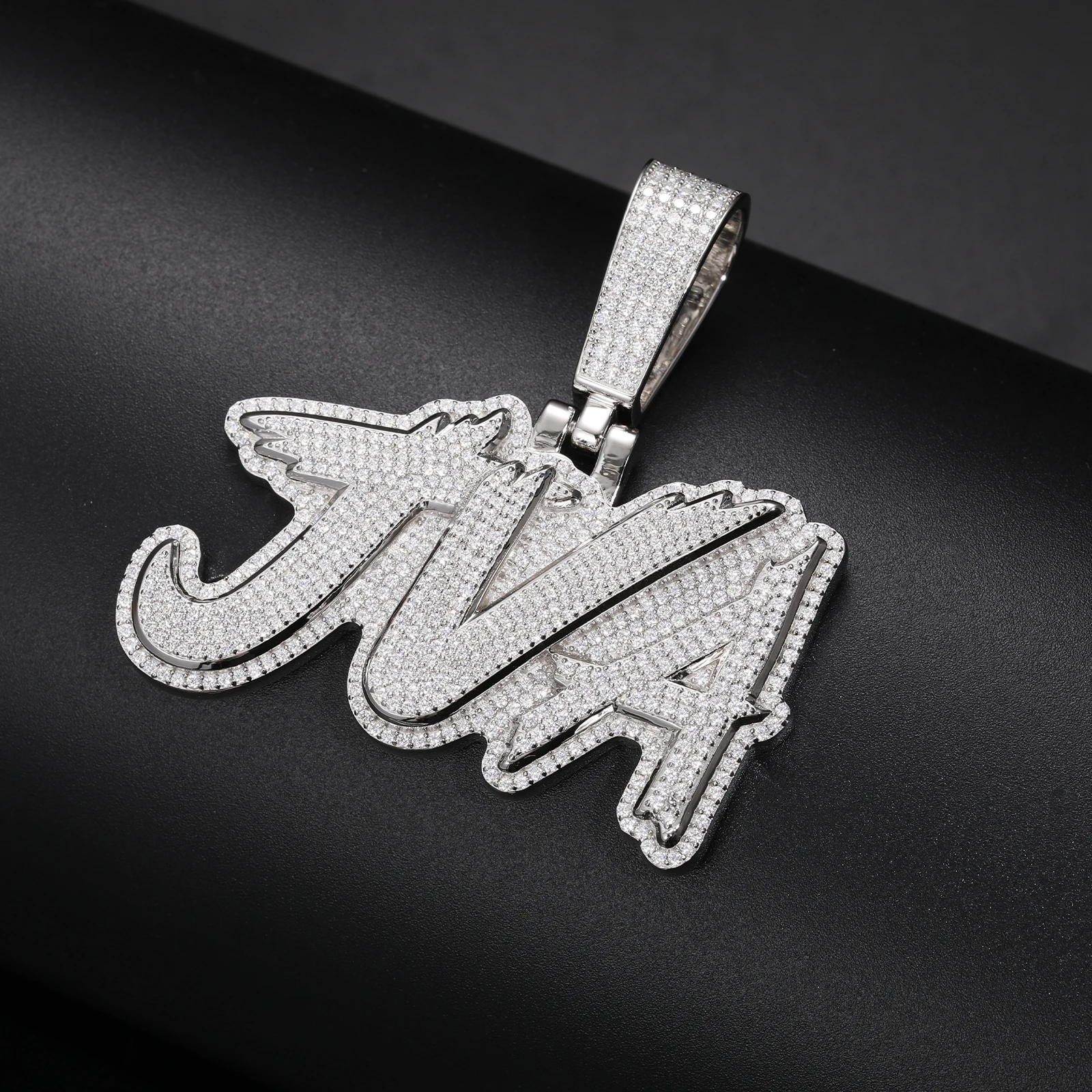 Pass Diamond Tester Moissanite Iced Out Letter Pendant 925 Sterling Silver Rapper Gift Hip Hop Jewelry Custom Name Necklace