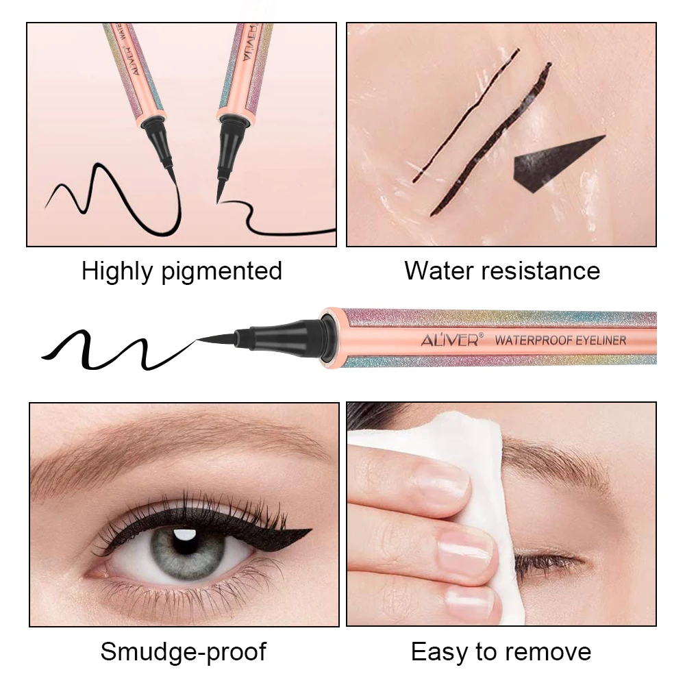 ALIVER pure silk fiber pure plant material eye beauty makeup long lasting matte black waterproof eyeliner
