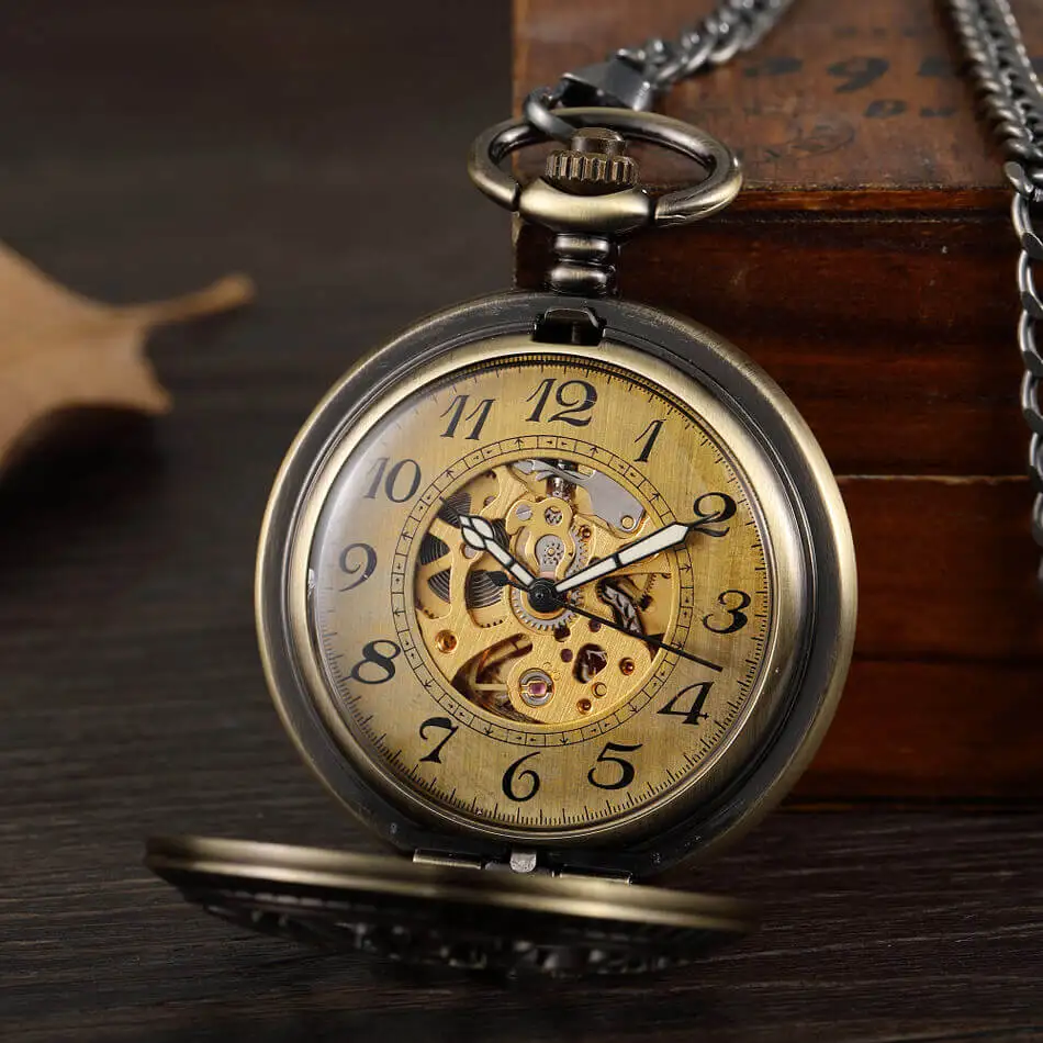 OEM ODM Suppliers Manufacture logo Brand Vintage Bronze Watch Automatic Pocket Watches for Men in Bulk Wholesalers