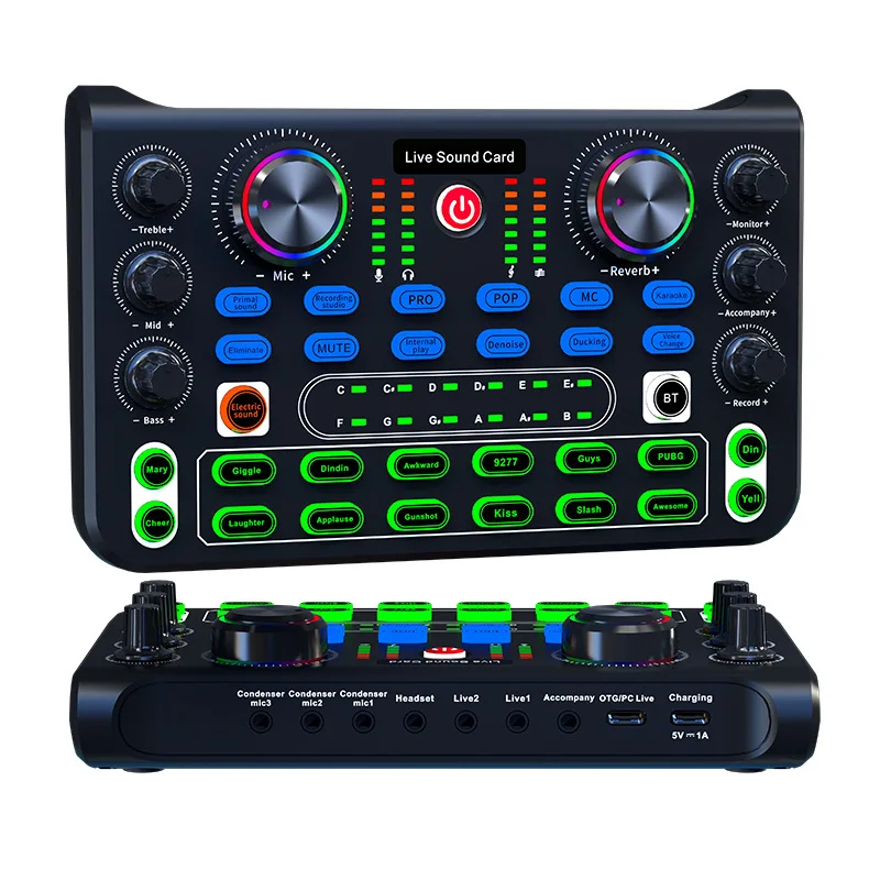 Compact desktop singing sound card can be used as a mixing table for various languages and foreign trade mixers