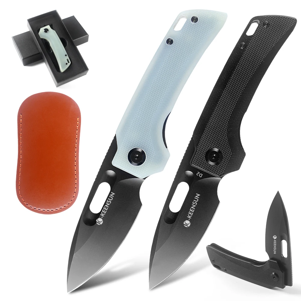 edc mini folding knife D2 steel G10 handle pocket knife spring open for camping
