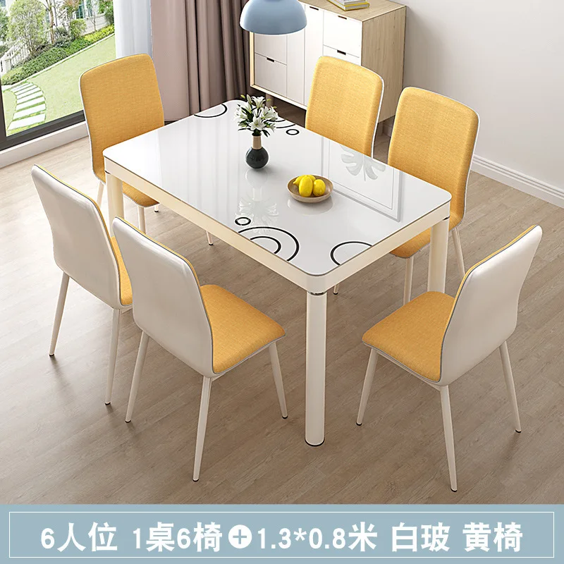 Dining table and chair set minimalist small apartment dining table 4 people 6 people rectangular dining table faux marble top