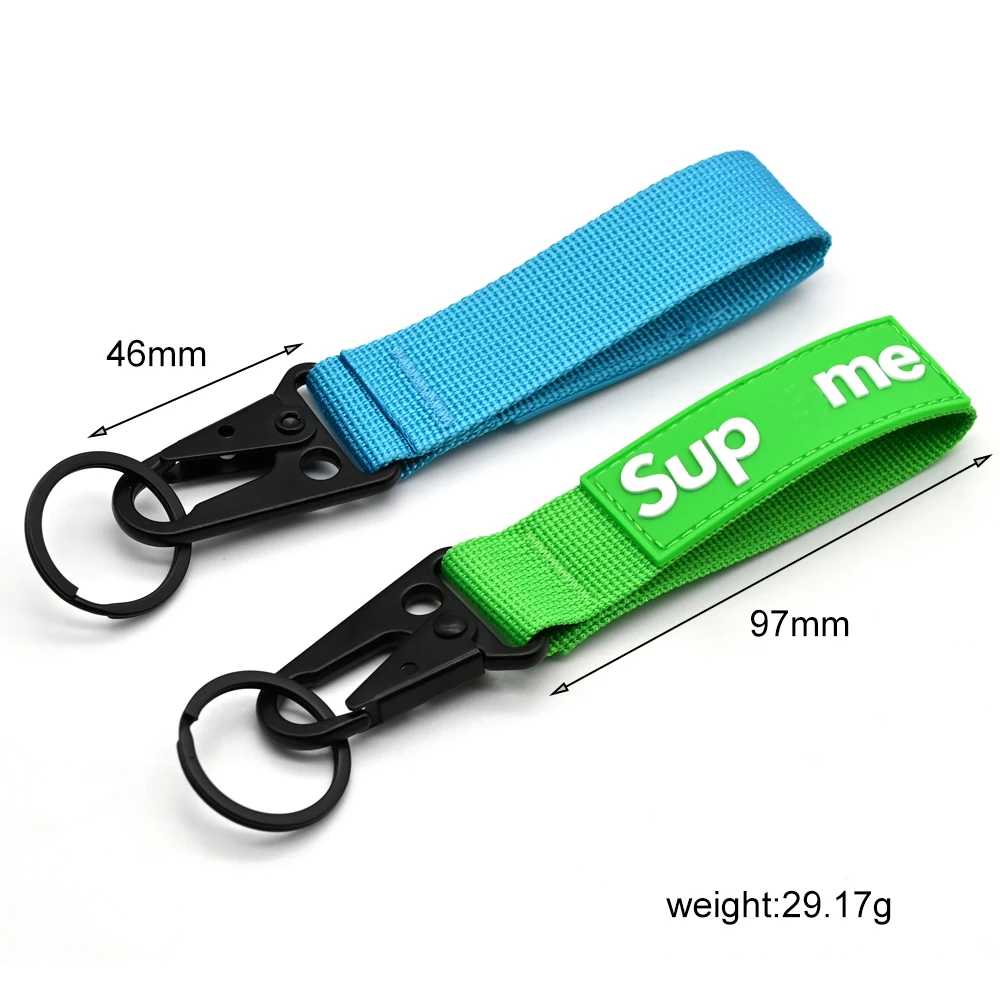 YYX JDM Accessories Custom Logo Nylon Ribbon Rubber Keychain Metal Hooks Motorcycle Keychain