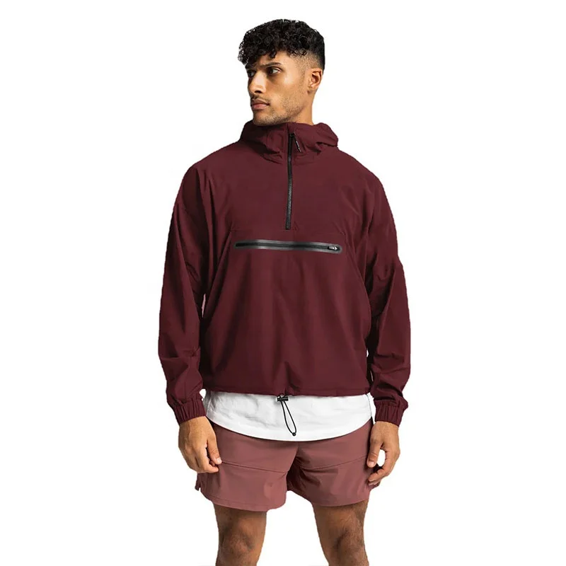 wholesale  pullover custom casual softshell sport hooded mens windbreaker jacket for men