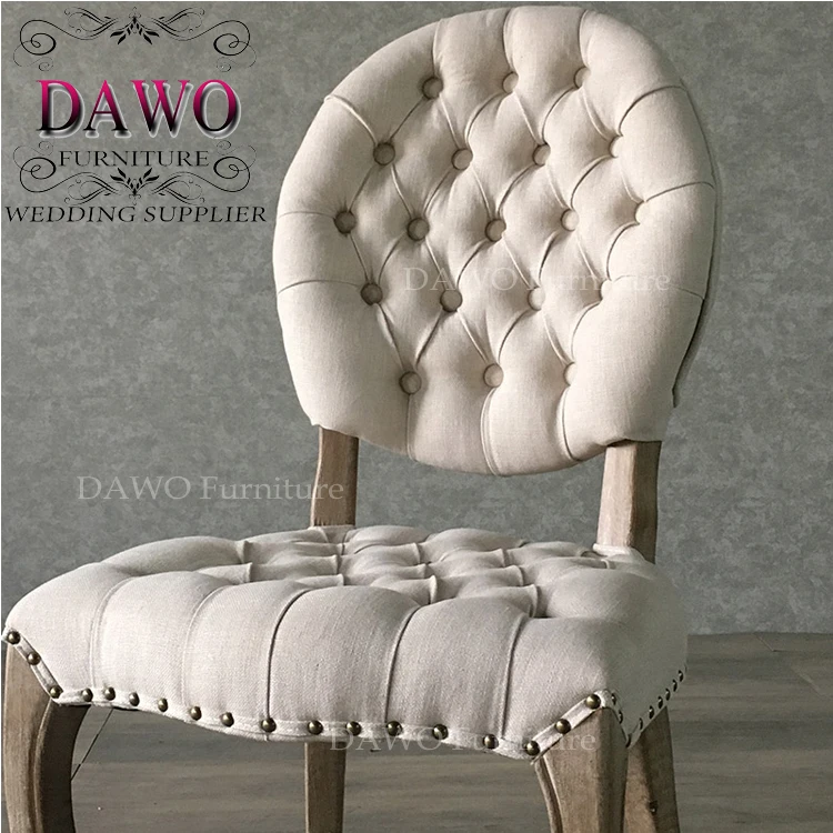 Wooden dining chair linen chair