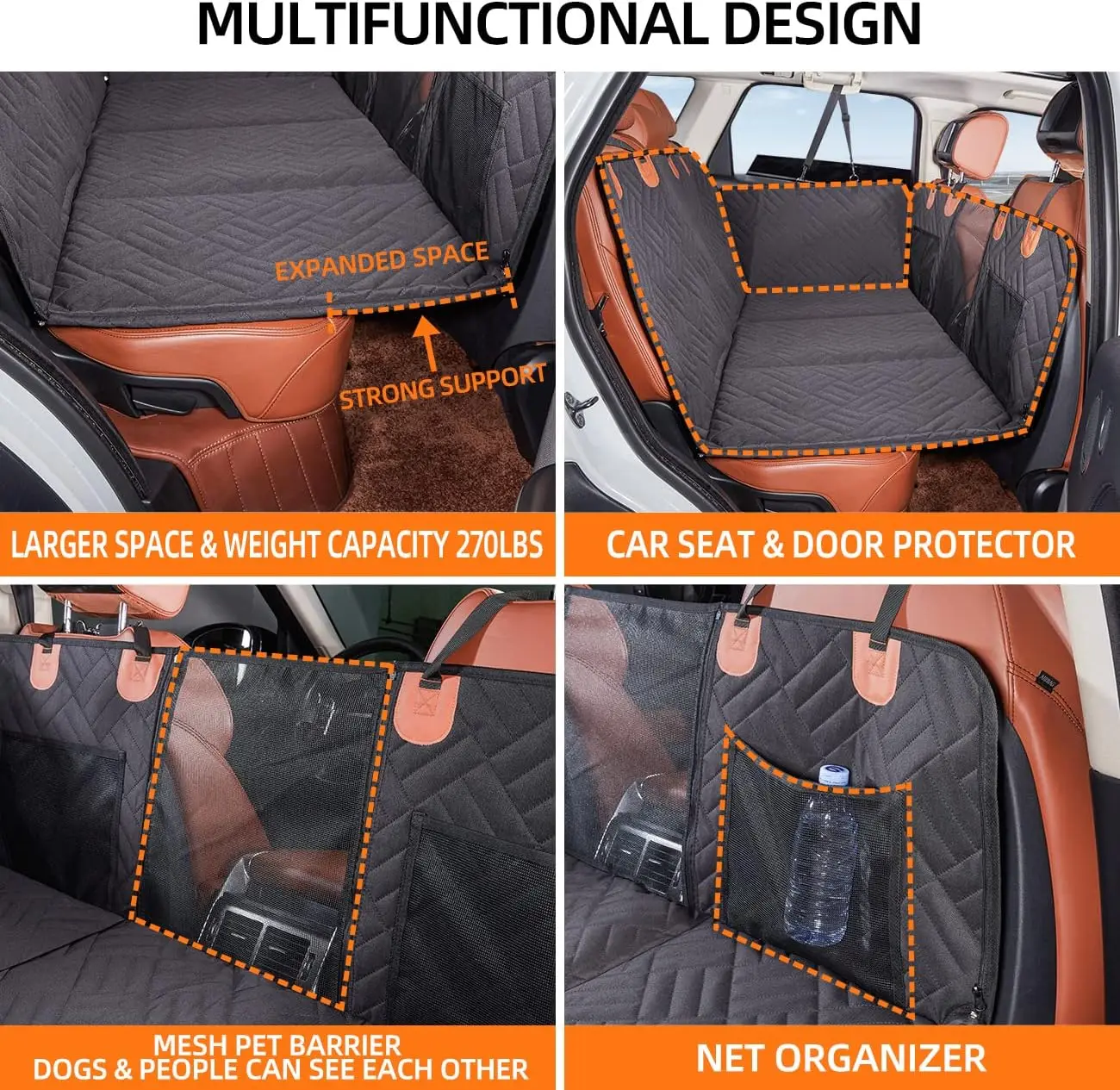 Non-Slip Large Backseat Travel Bed Bus Hammock Dog Car Seat Cover For Back Seat