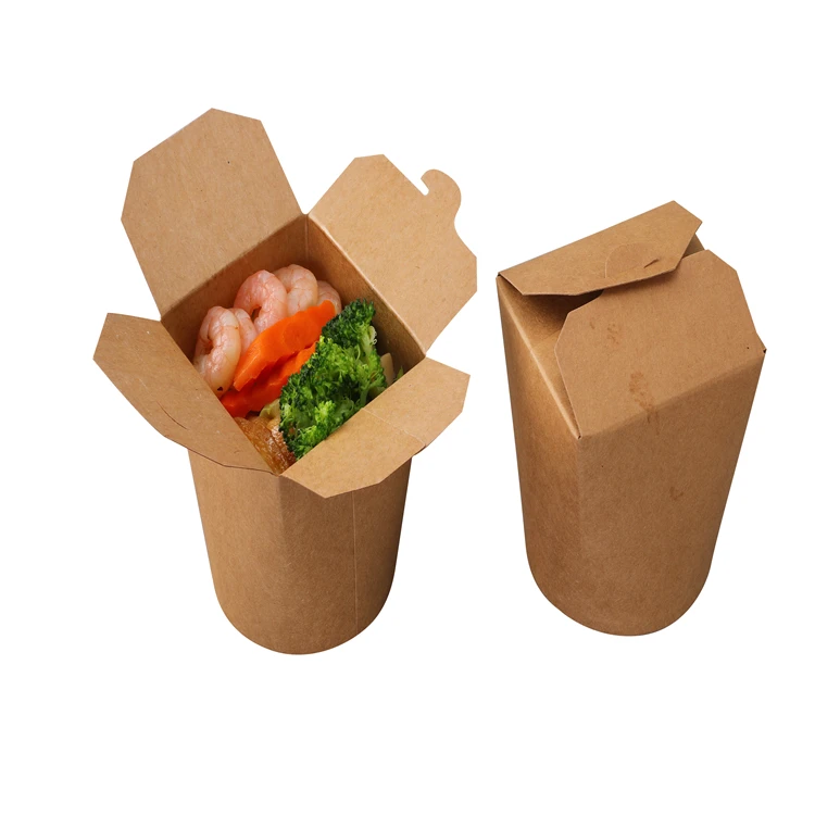 Hot Sale  good  Quality Food Pail Paper Boxi disposable Kraft Take Away Chinese Noodle Box