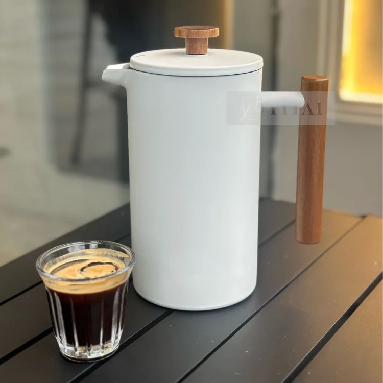 White Stainless Steel Manual Coffee Grinder French Press Coffee Maker Coffee Set