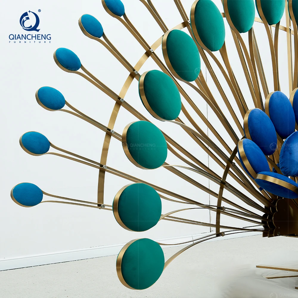 Custom china furniture design leisure Armchair the garden of beauty rose gold stainless steel Peacock throne ceremonial chair