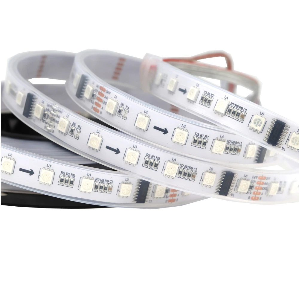 addressable DMX 512 5050 RGB LED strips 300 LED per roll 3 years warranty 14.4W 24VDC  DMX 512 Built-in IC 5050 RGB LED strips
