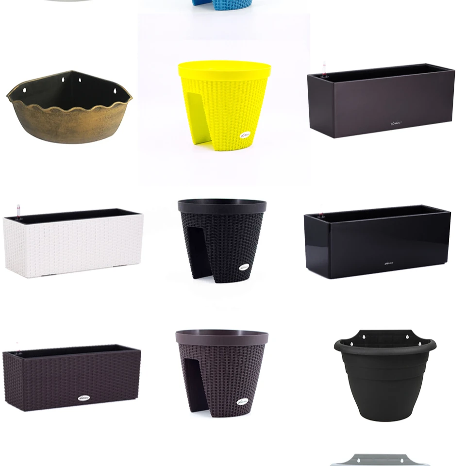 HUAZHAI Hanging Balcony Garden Planter Rail Creative Rectangular Box Pots Colgantes Macetas Hanging Desktop Plastic Flower Pot