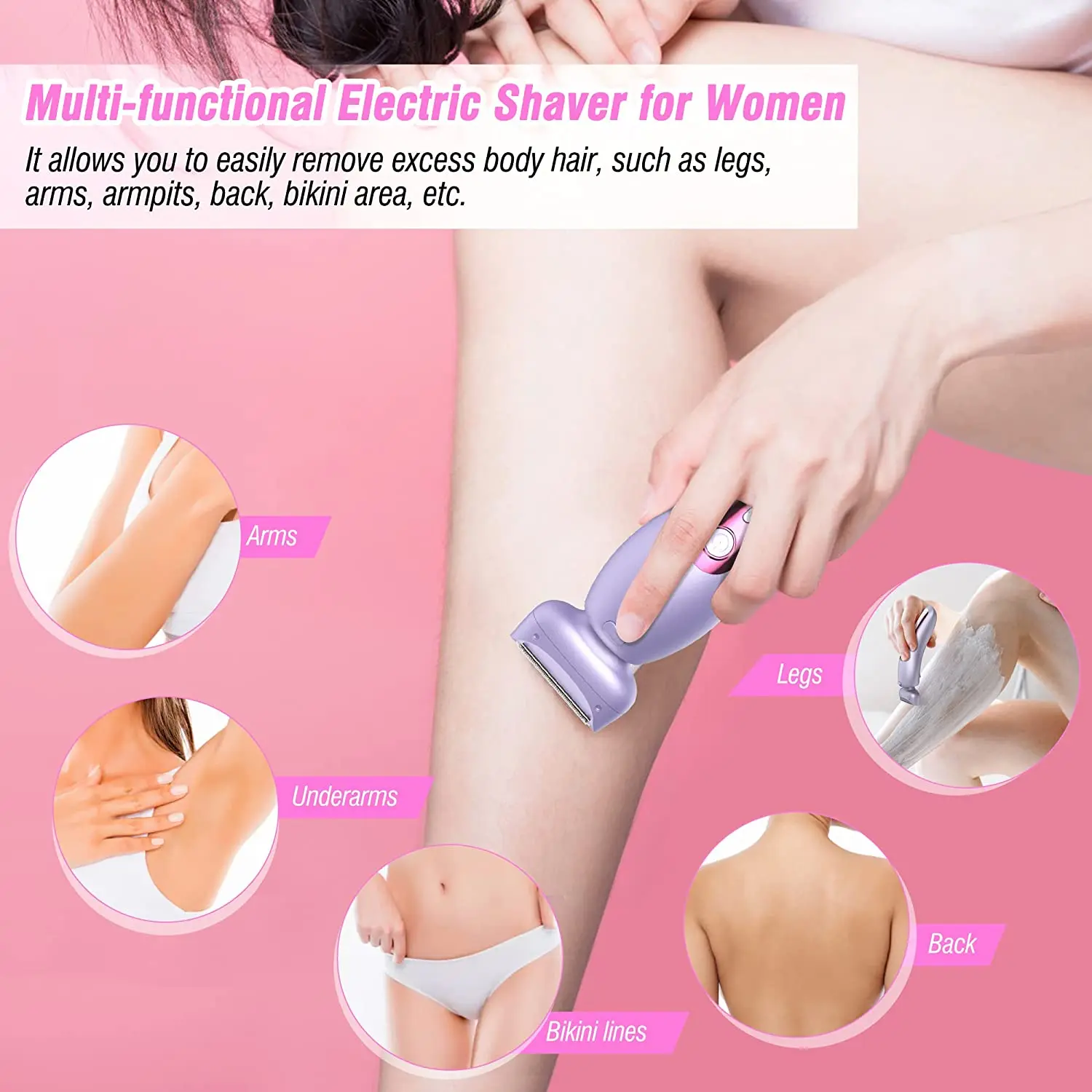 3 in 1 Blades Electric Shaver for Leg Face Body Hair Trimmer USB Battery Rechargeable Shaving Razor Lady Valentines Day Gift