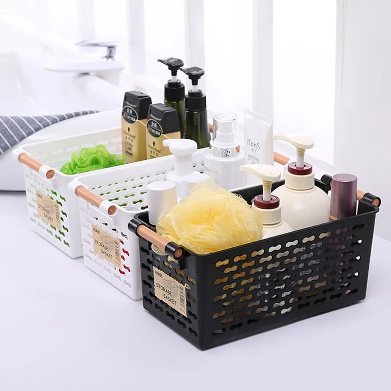 Plastic hollow storage basket Clutter storage basket Bathroom desktop cosmetics basket Kitchen storage box