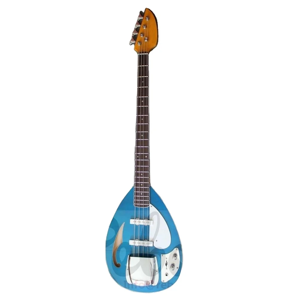 Weifang Rebon 4 String Teardrop electric bass guitar in blue colour