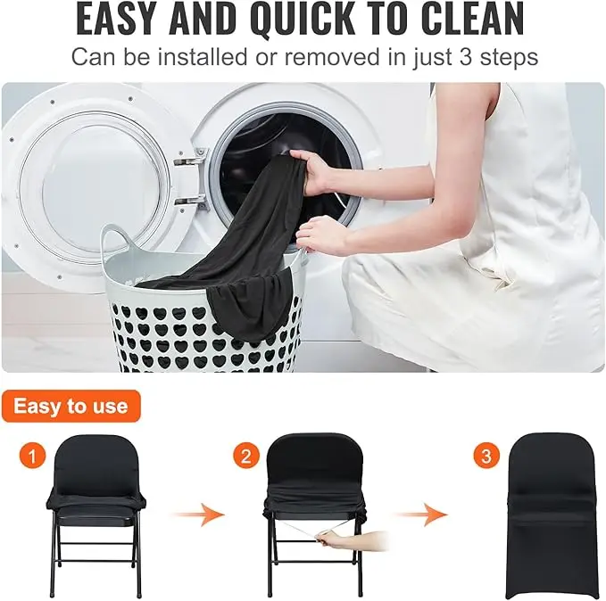 Universal Spandex Stretch Folding Chair Covers Washable Protective Slipovers Wedding Banquet Party Removable Fitted Chair Cover