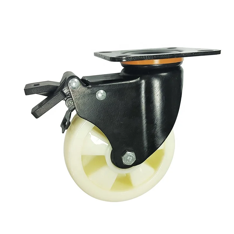 WBD 4 Inch 100 mm PP Swivel plate wheel white supermarket trolley caster wheel with bearing