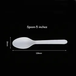 Complete Biodegradable Eco Friendly Compostable Degradable PLA Corn Starch Based Tableware Cutlery 5 inches Disposable Spoon