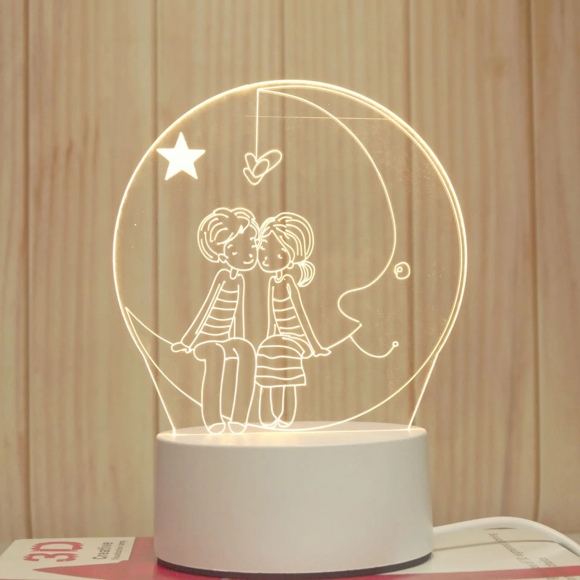 Newish Custom Photo Creative 3D Illusion Anime Acrylic Led Lamp Base Christmas Lamp Kid Room Decor Led Light Base Night Light