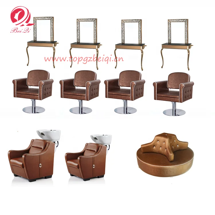 Cheap spa salon furniture brown adjustable chaise de coiffure antique barber chair salon for promotion
