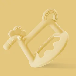 Baby pony ring eating hand guards hand strap type set baby BPA free food grade teether eating set