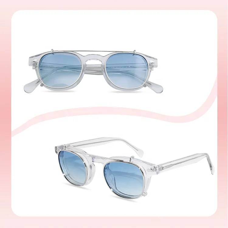 Wholesale Acetate Eyewear Clip On Popular Spectacle Frames With Clip On Round Optical Frame