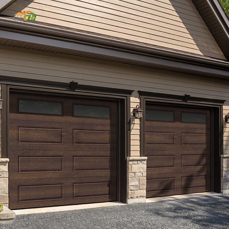 America Style Automatic 16x7 Aluminum Foam Panel Garage Door Insulated Residential Garage Door for Villa