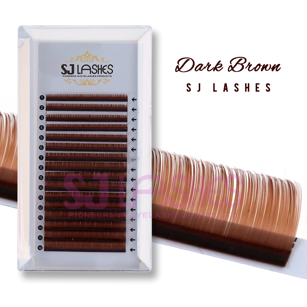 Premium Brown Color Mink Eyelash Extension 0.03 0.05 Dark Brown Lashes Lash Trays Brown Single Lash Extensions