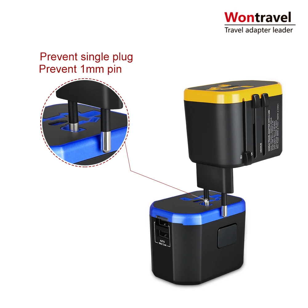 Portable travel gift 2 usb ports 2.4a output useful gadgets worldwide travel adapter