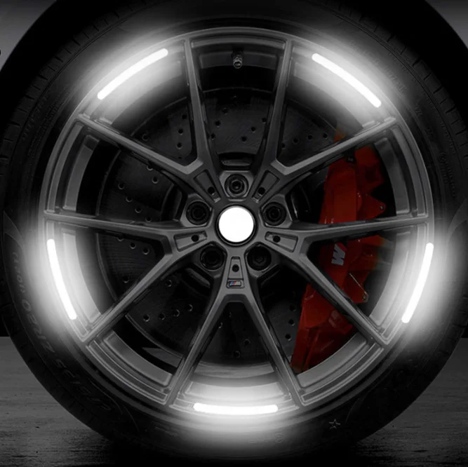 20pcs/set Car Wheel Hub Reflective Sticker Tyre Rim Luminous Stickers Roadway Safety Motorcycle Bicycle Tire Reflective Strip
