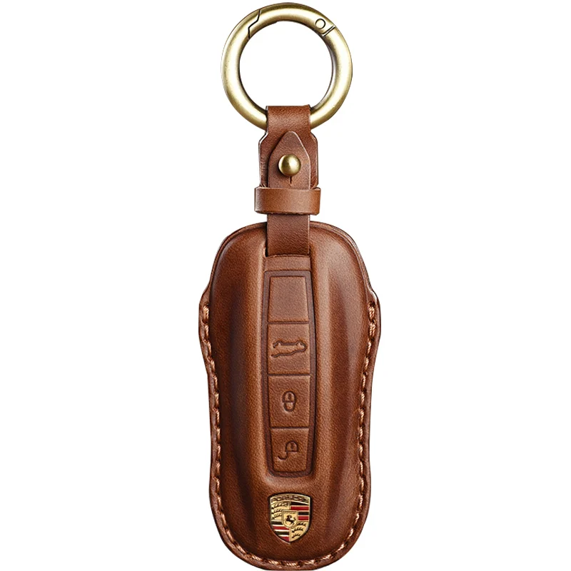 Suitable for Porsche Cayenne 718 958 Panamera 911 Macan keychain Leather KeysCase Protector