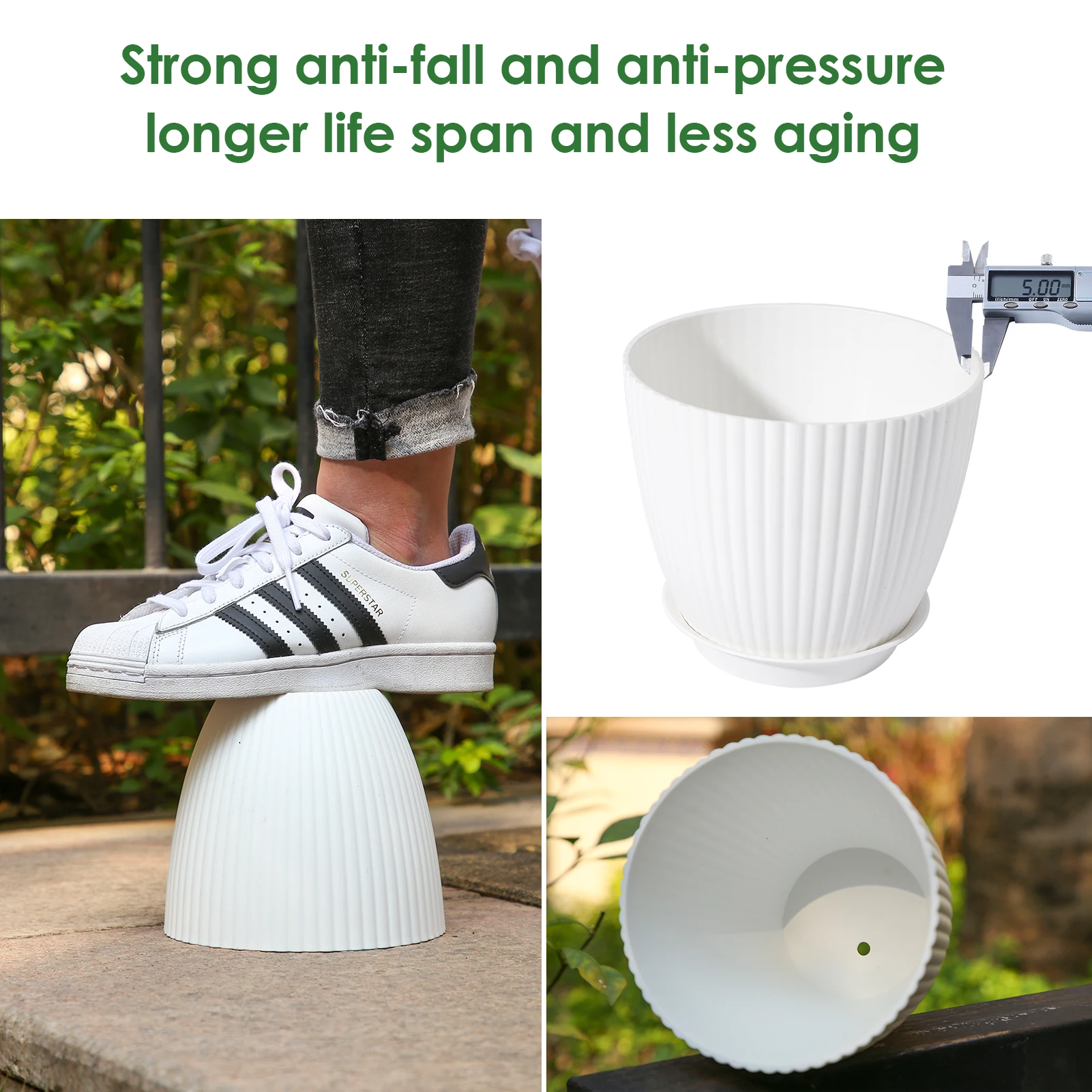 Custom color plastic round 4  5 6 7 8 Inch decorative indoor Plant Pots  for garden