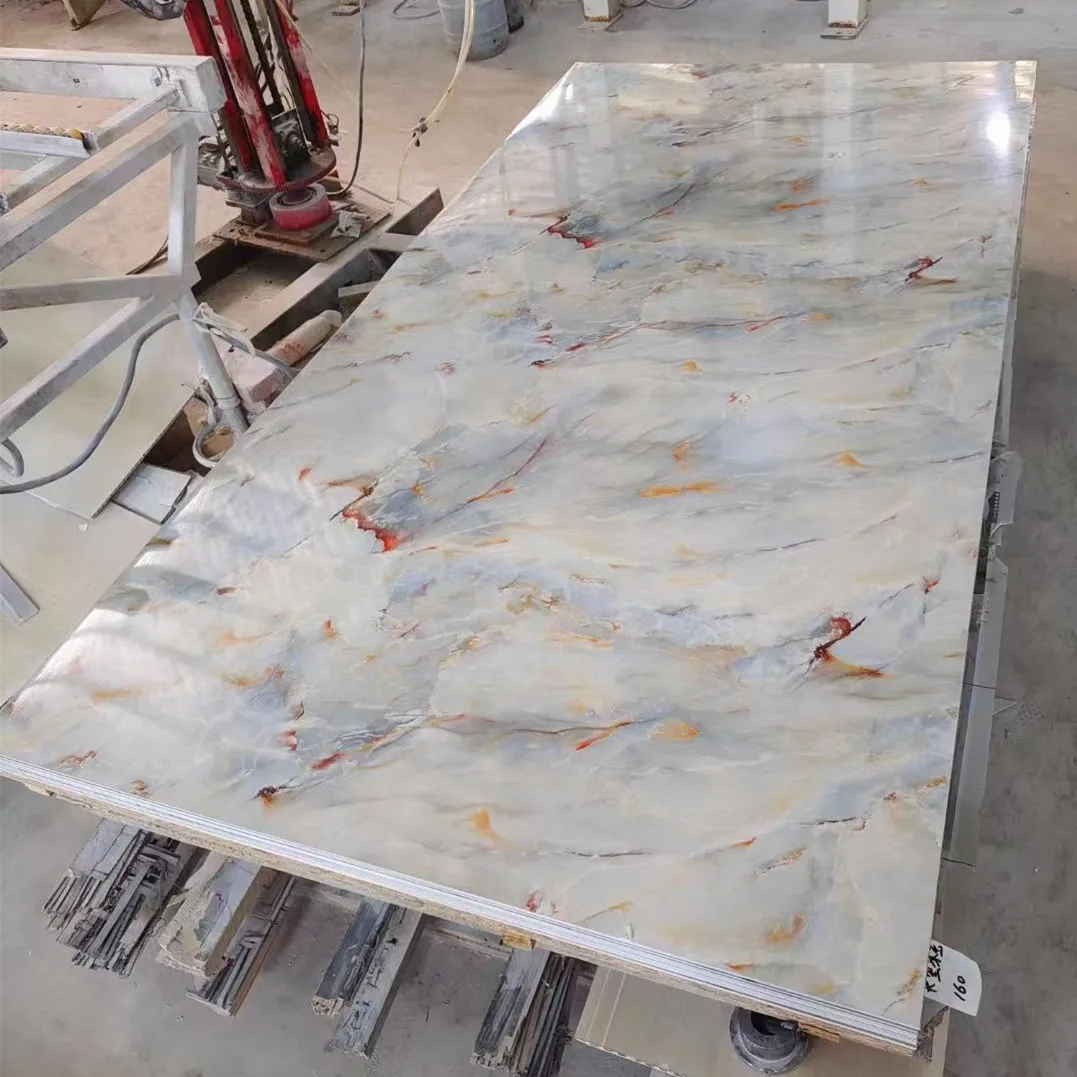 Cheapest PVC wall cladding UV marble sheet UV panels WPC wall panel UV marble sheet for indoor and outdoor decoration on sale