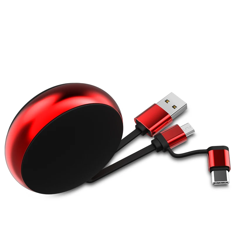 Factory Wholesale Type C Micro USB 2 in 1 Retractable Extension Charging Data