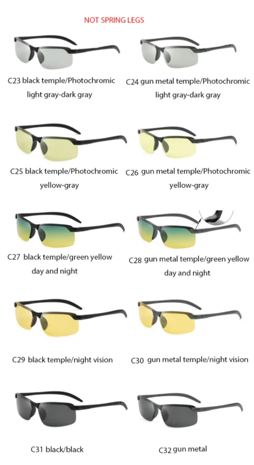 High Quality Classic Retro Men Half Frame Sunglasses Photochromic Polarized Sunglasses