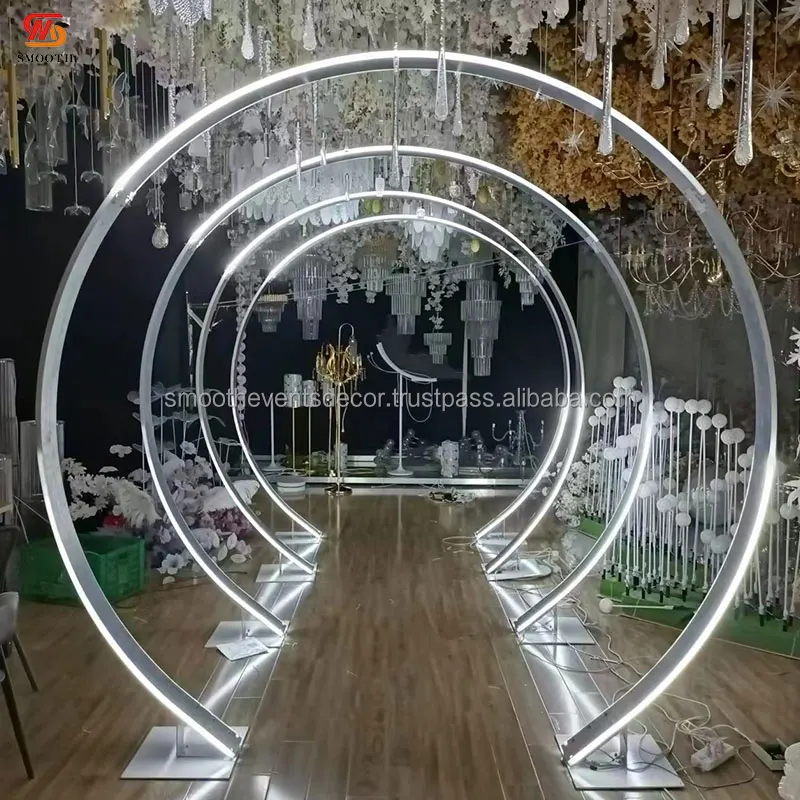 SMOOTH New Design Free Standing Led Light Tunnel Arch Wedding Backdrop Stand  Decoration Led Wedding Backdrop Stand