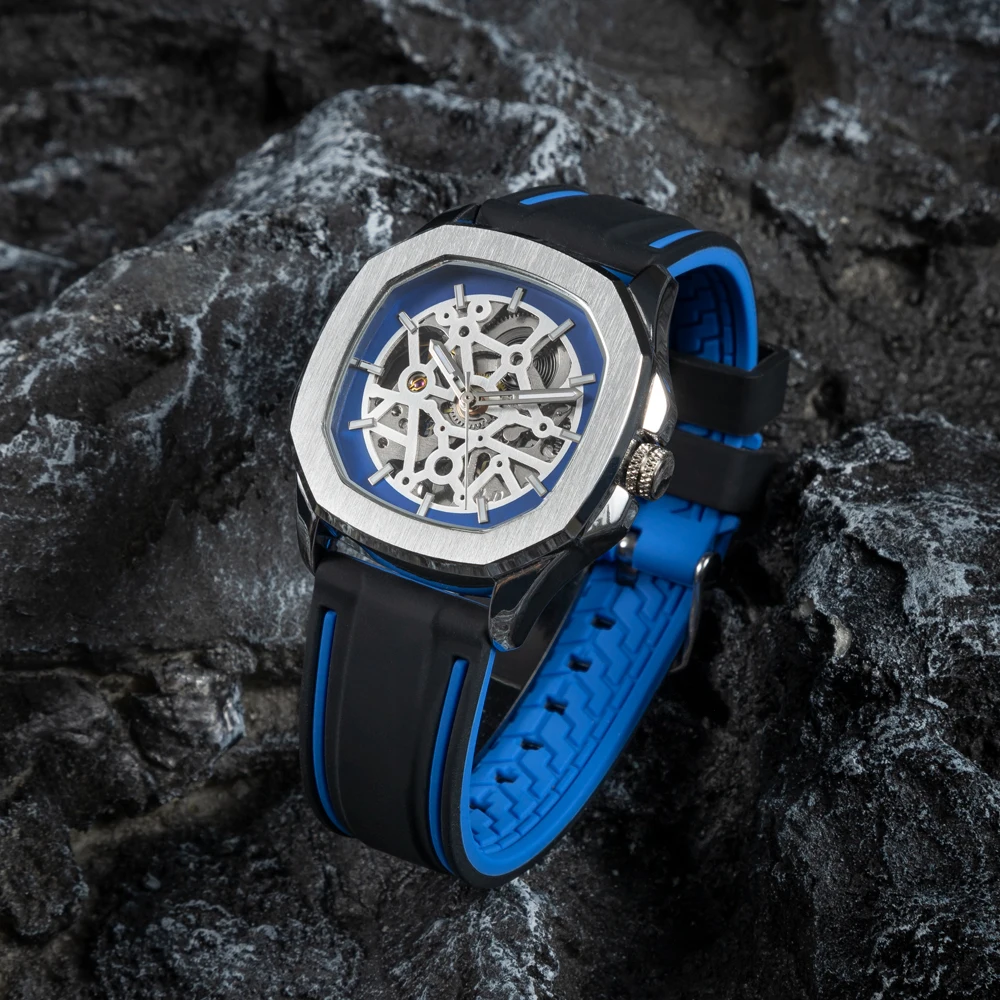 OEM Accept Colorful Silicone Strap Stainless Steel Luxury Automatic Watch Custom Logo Manufacturer in China