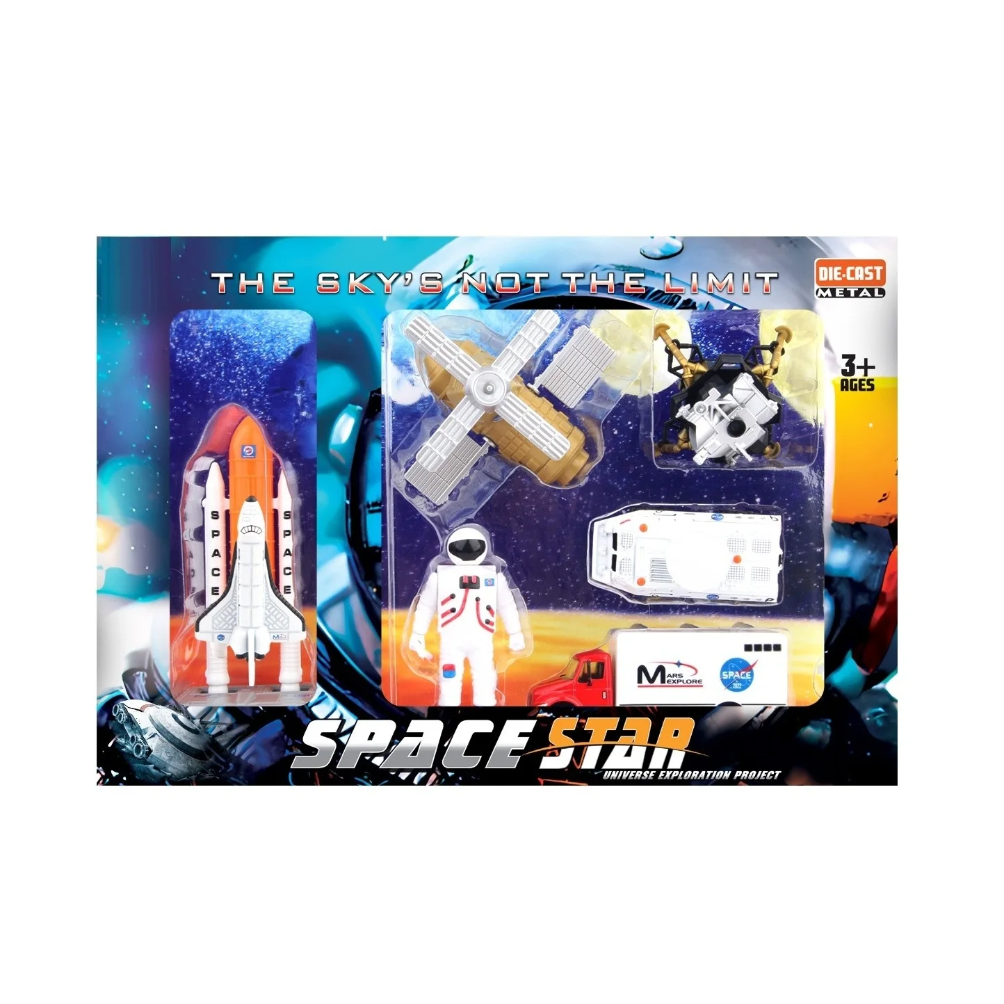 KSF Space Theme Toys Alloy Rocket Space Station Astronaut Space Shuttle Toys Set