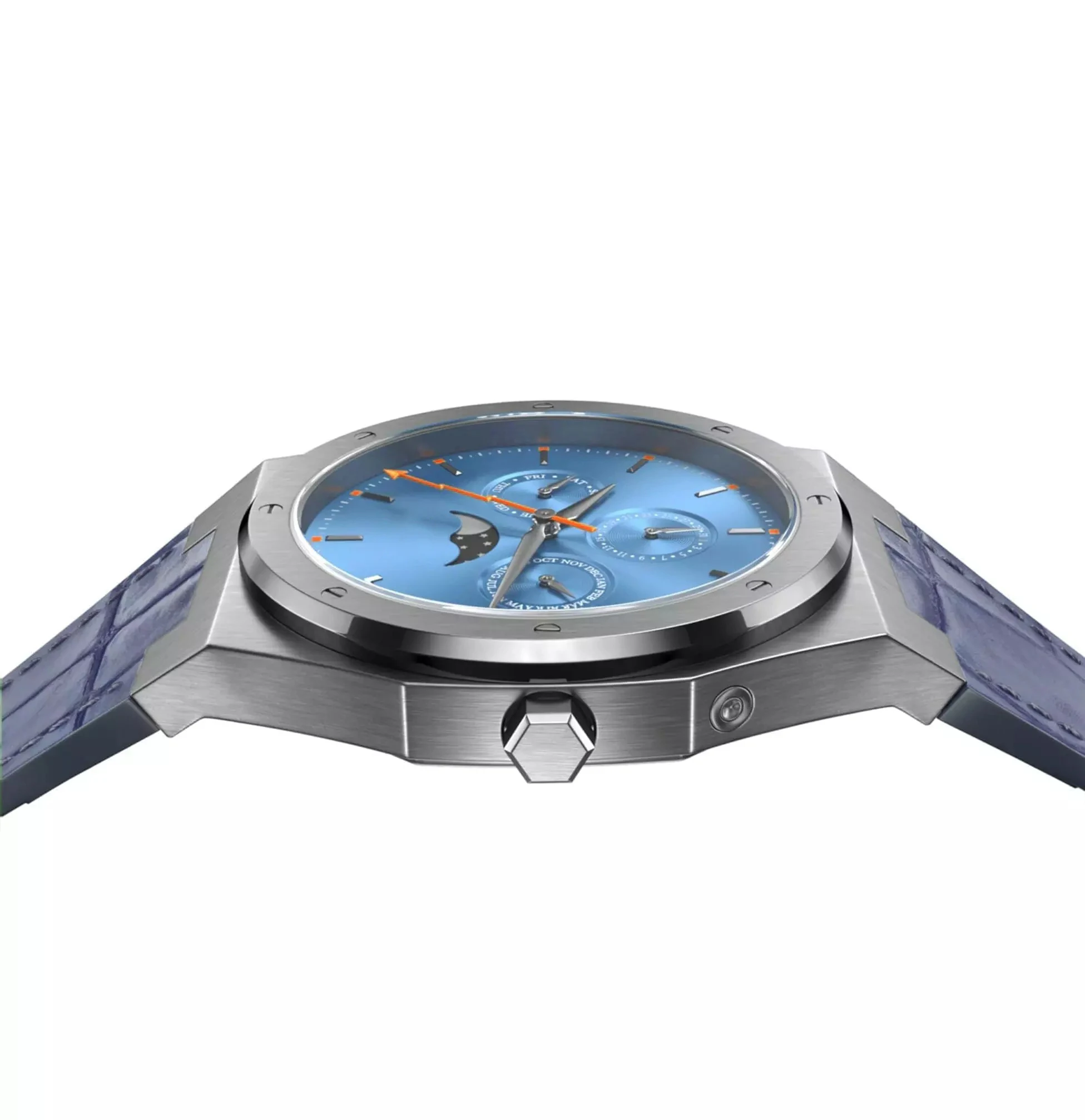 Business Waterproof Chronograph Wristwatches Luxury Men Quartz Multifunctional Simple Leather Moonfaced Watch Manufacturer