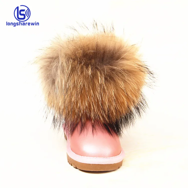 Оптовая продажа, детские зимние ботинки из натуральной овечьей кожи, зимние ботинки для мальчиков и девочек с мехом енота, детские ботинки, зимние ботинки для девочек