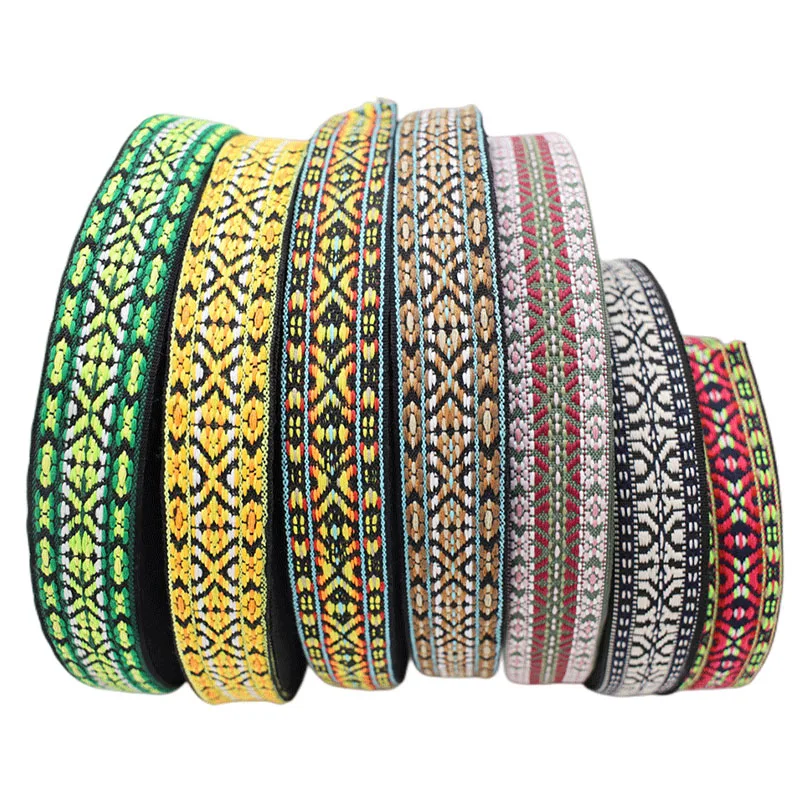 RW 30mm 34mm 38mm Ethnic Woven Jacquard Webbing Tape DIY Bohemian Cotton Bag Strap Webbing for Garment Shoe Accessories
