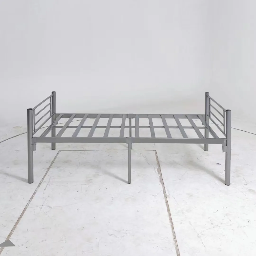 Factory Wholesale Adults Metal Single Bed Student Apartment Bedroom Furniture Steel Heavy Duty