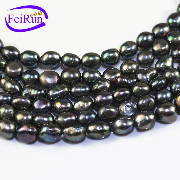 FEIRUN 12-13mm AA peacock black nugget baroque natural real  freshwater pearl trendy wholesale price